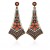 Modern ethnic long Egyptian design earrings with orange and black beads and resin